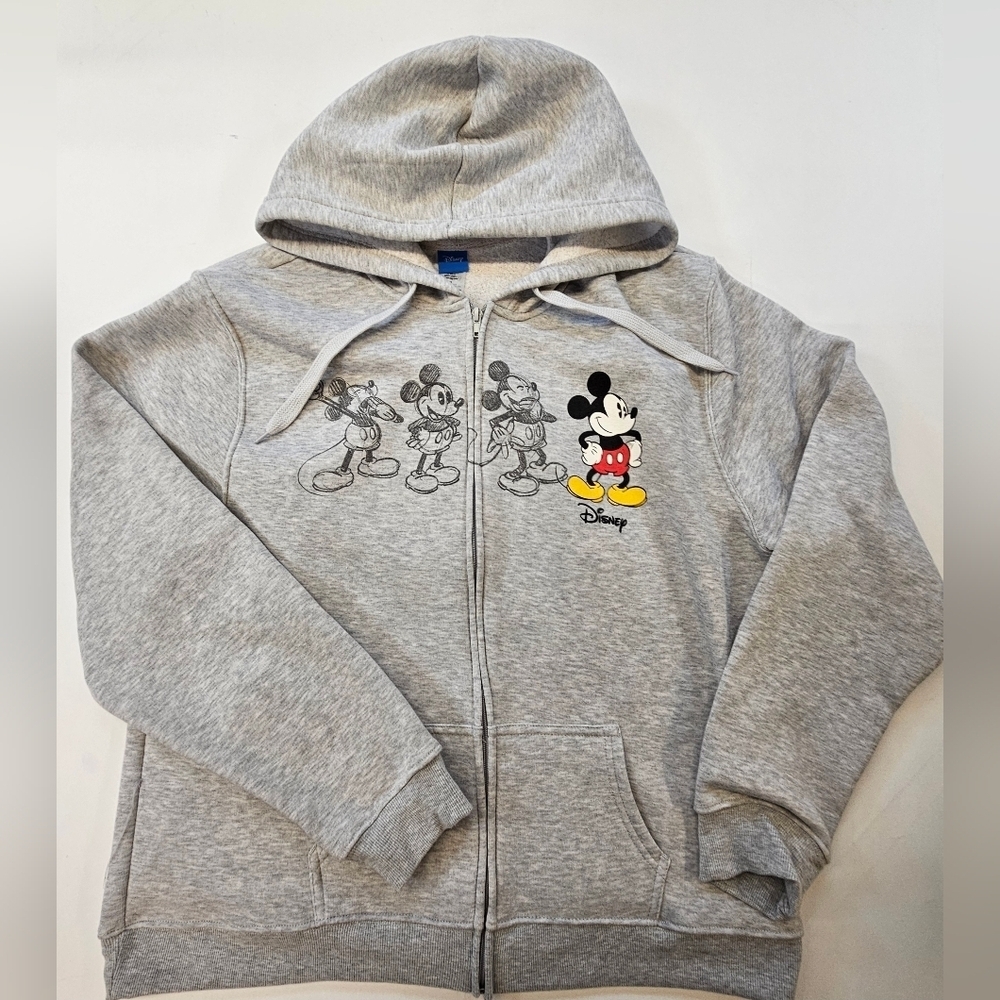 Disney Women's Mickey Mouse Legendary Zip-Up Fleece Hoodie Size 2X Gray NWT